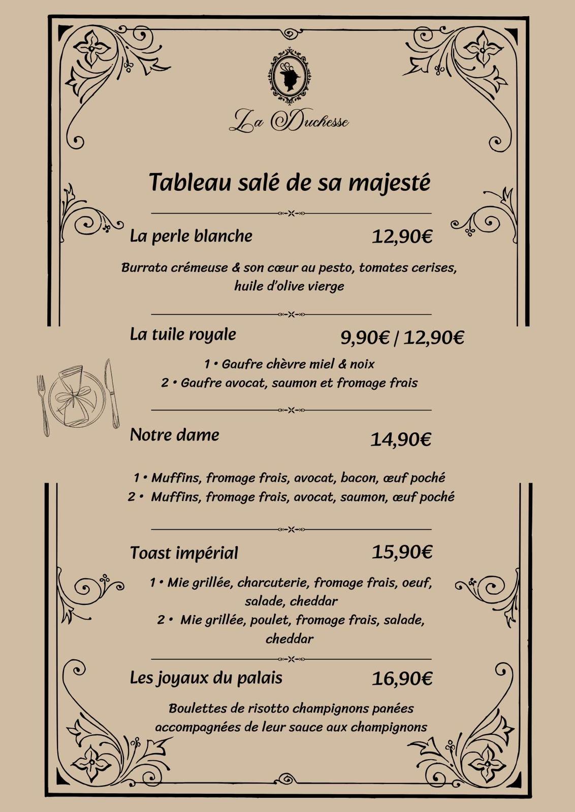 Menu salé
